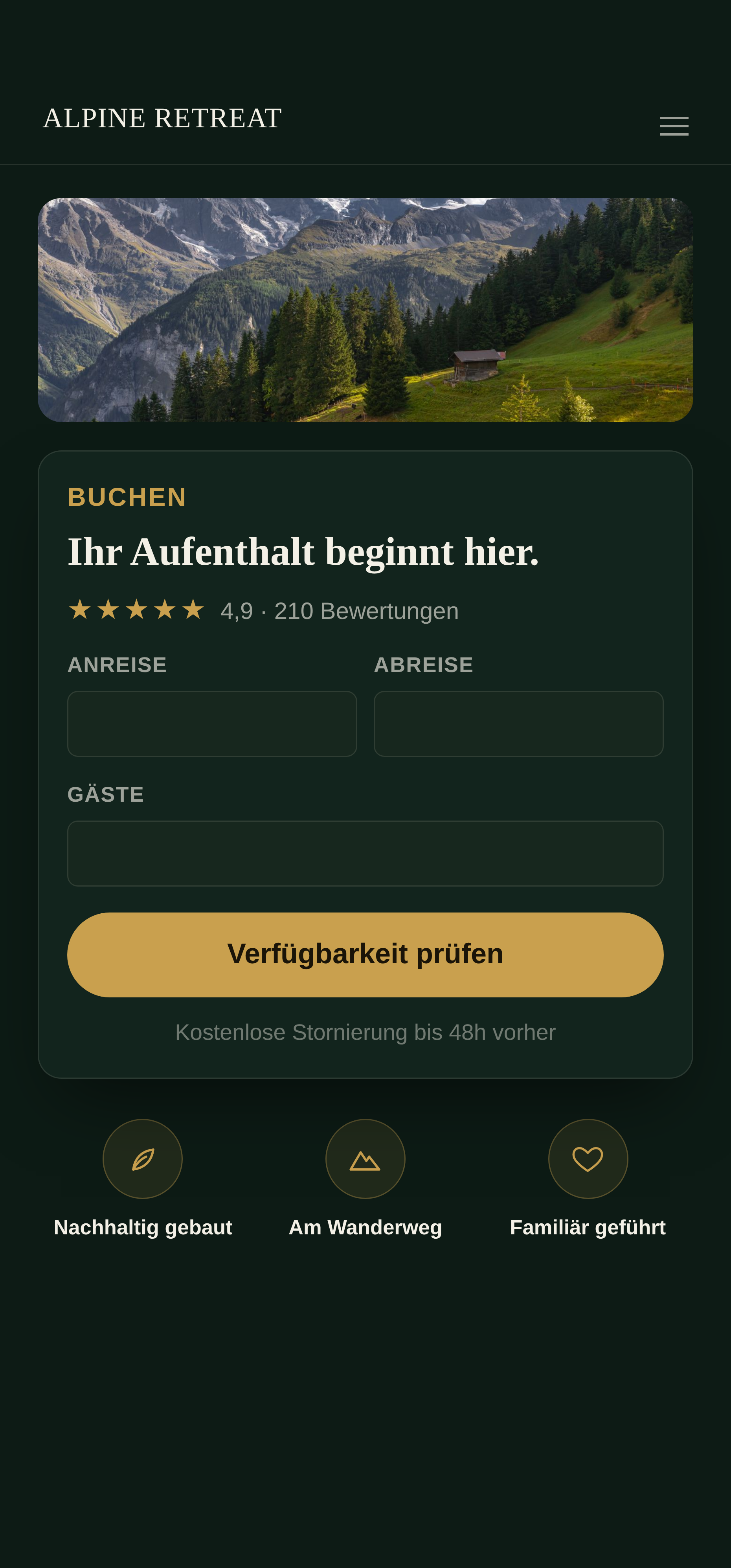 Buchungsformular für Anreise und Aufenthalt