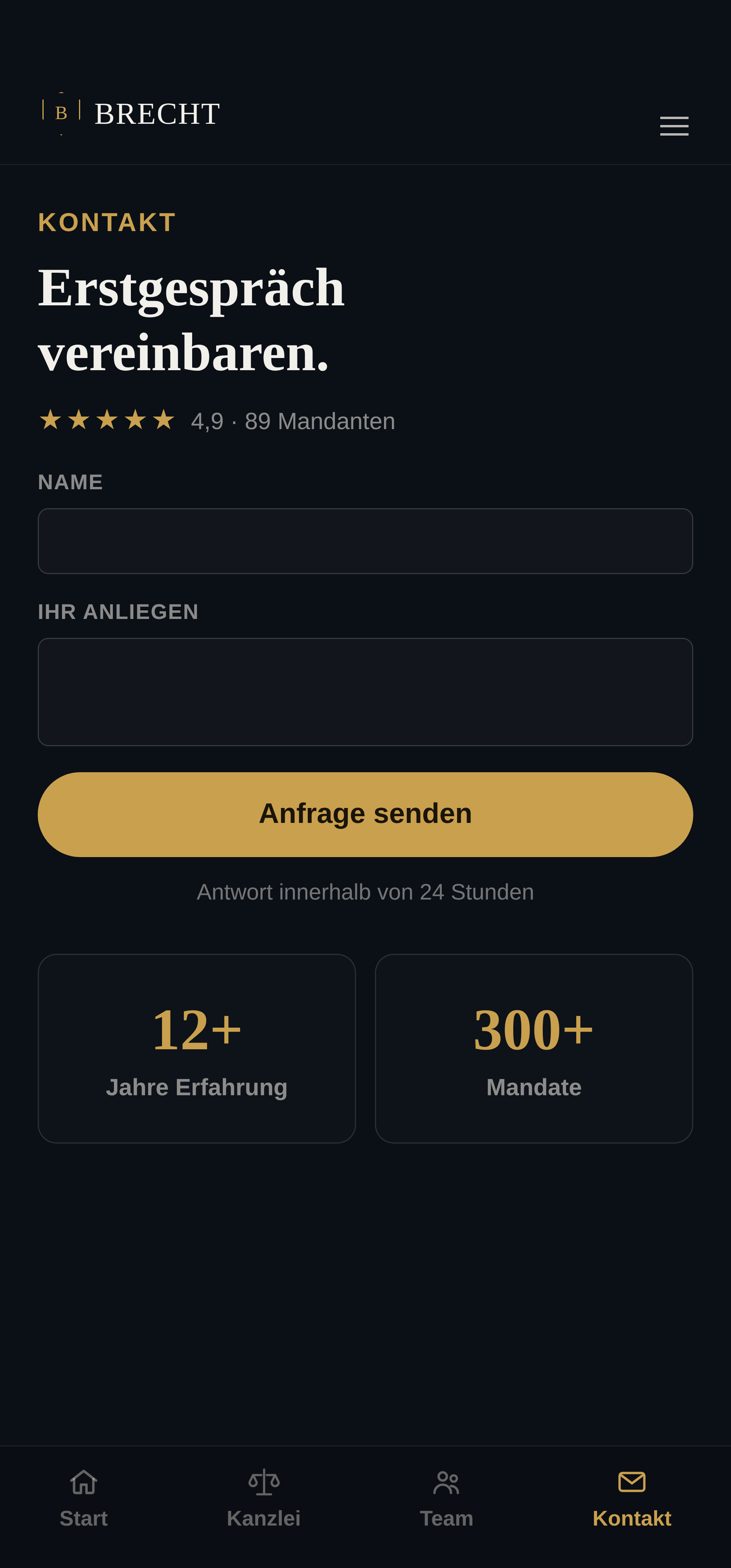 Kontaktformular für ein Erstgespräch