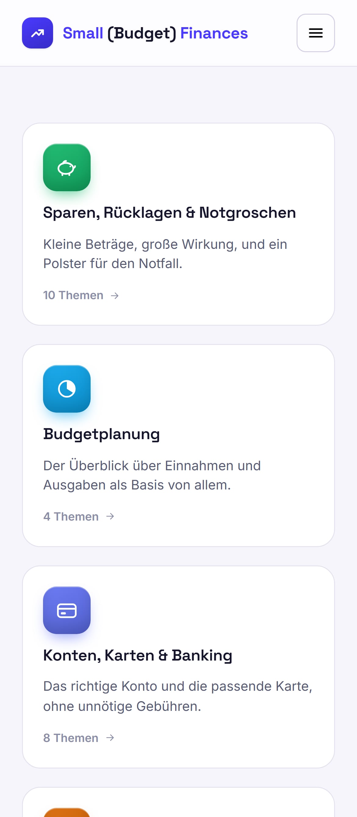 Übersicht der Themenwelten mit Symbolen